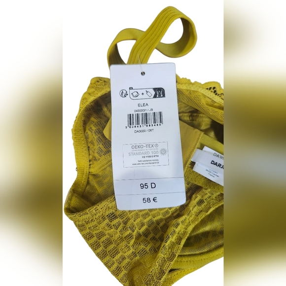 NWT Darjeeling Paris Vibrant Lime yellow green Lace Bra, Size FR 95D (US 36D) – - Picture 10 of 10